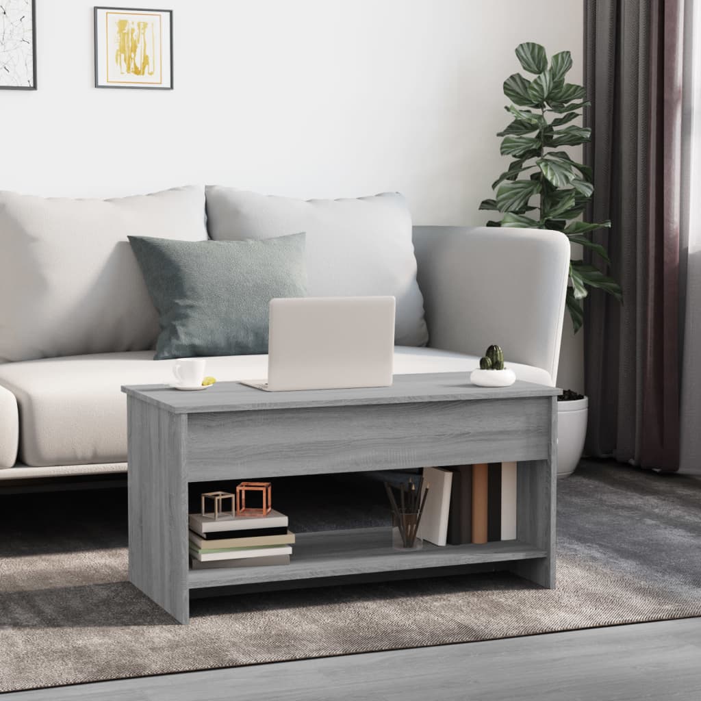 Table basse sonoma gris 102x50x52,5 cm bois d'ingénierie