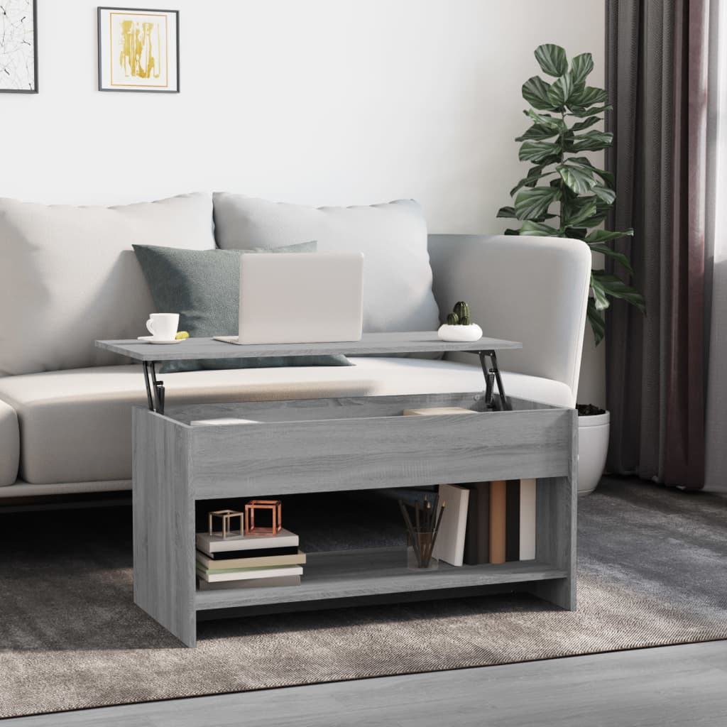 Table basse sonoma gris 102x50x52,5 cm bois d'ingénierie