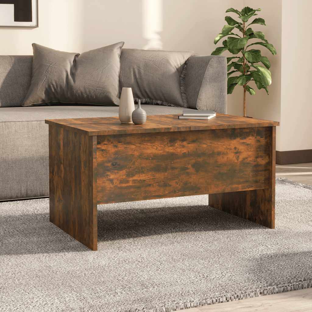 Table basse chêne fumé 80x50x42,5 cm bois d'ingénierie - XIOS