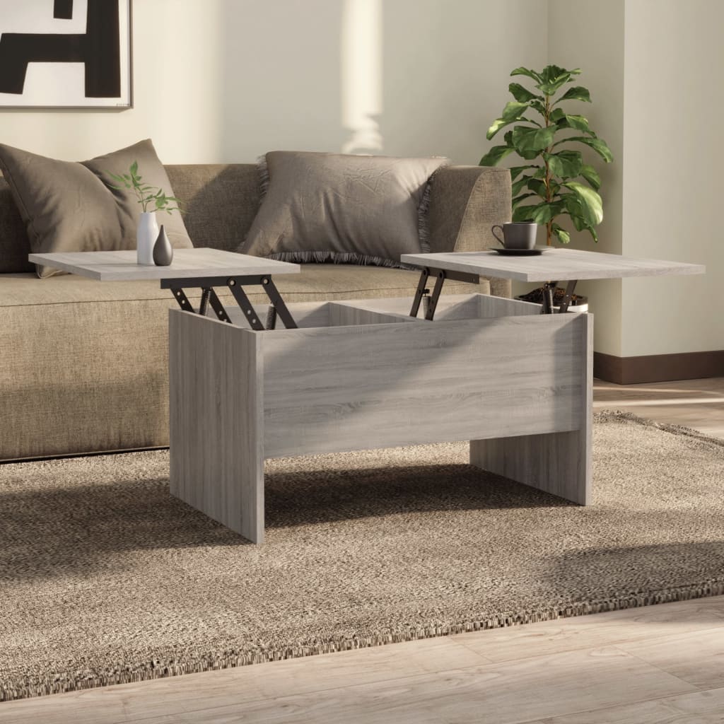 Table basse sonoma gris 80x50x42,5 cm bois d'ingénierie XIOS