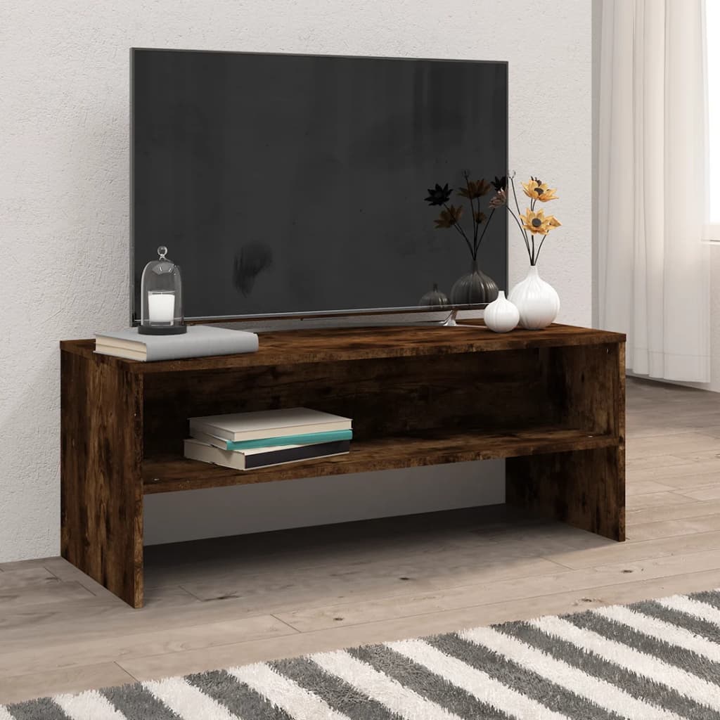 Meuble TV Chêne fumé 100x40x40 cm Bois d'ingénierie - XIOS