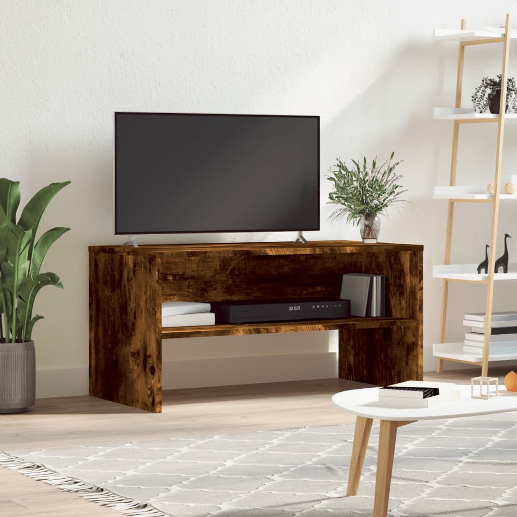 Meuble TV chêne fumé 80x40x40 cm bois d'ingénierie - XIOS