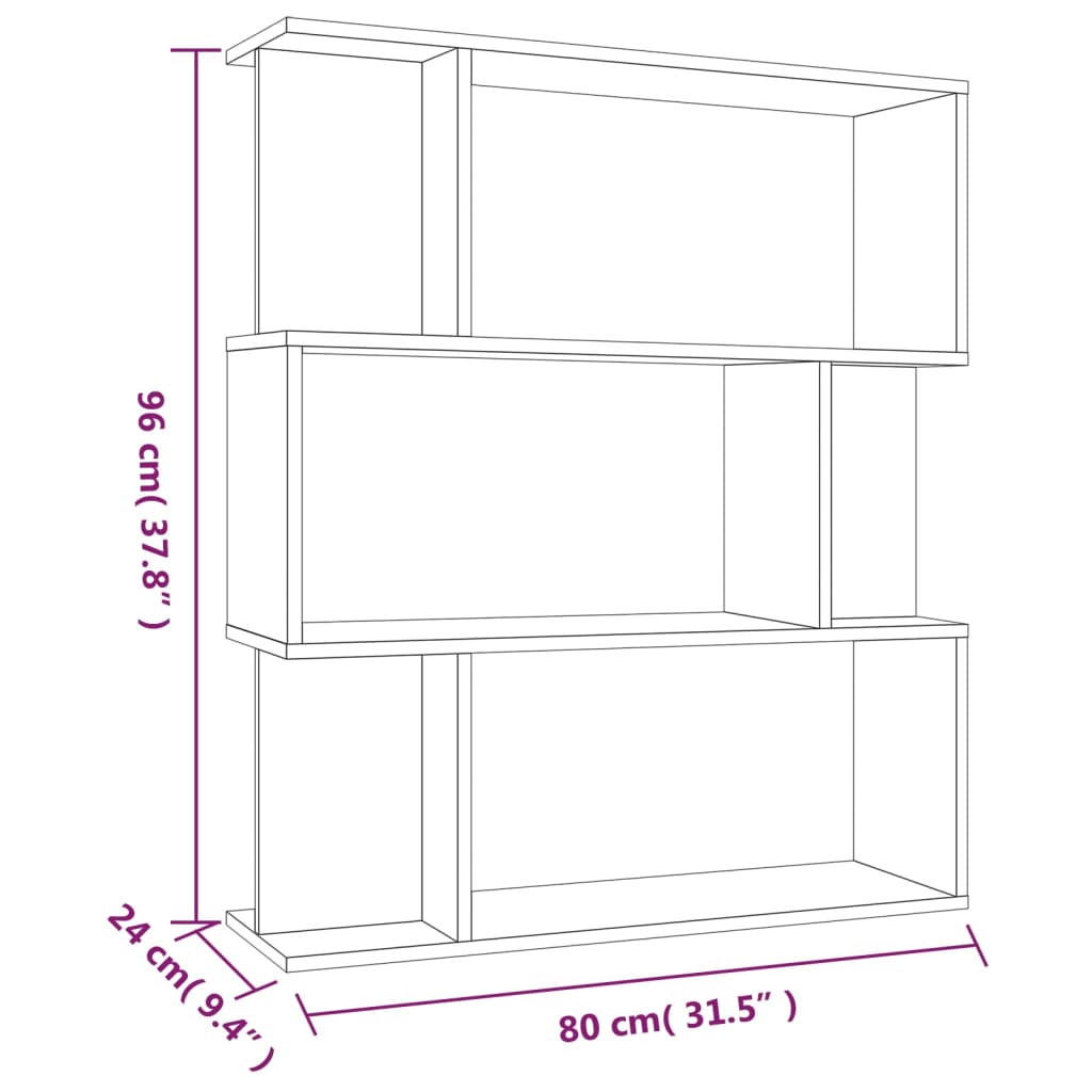 Bibliothèque/Cloison Sonoma gris 80x24x96 cm Bois d'ingénierie - XIOS