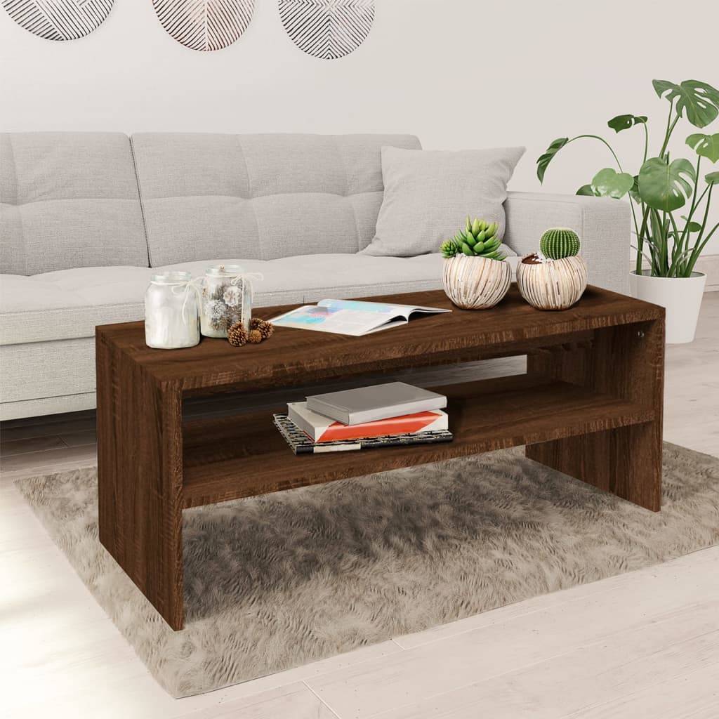 Table basse Chêne marron 100x40x40 cm Bois d'ingénierie - XIOS