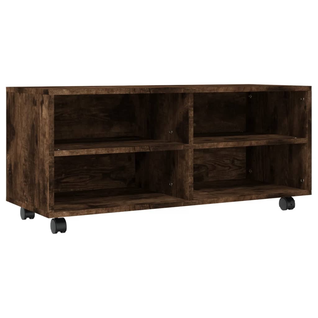 Meuble TV sur roulettes Chêne fumé 90x35x35cm Bois d'ingénierie - XIOS
