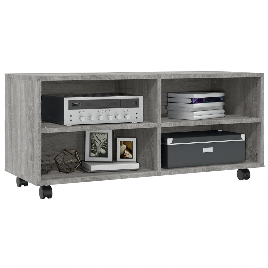 Meuble TV sur roulettes Sonoma gris 90x35x35 cm Bois ingénierie - XIOS