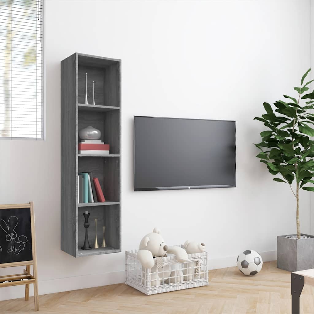 Bibliothèque/Meuble TV Sonoma gris 143x30x36cm Bois ingénierie - XIOS