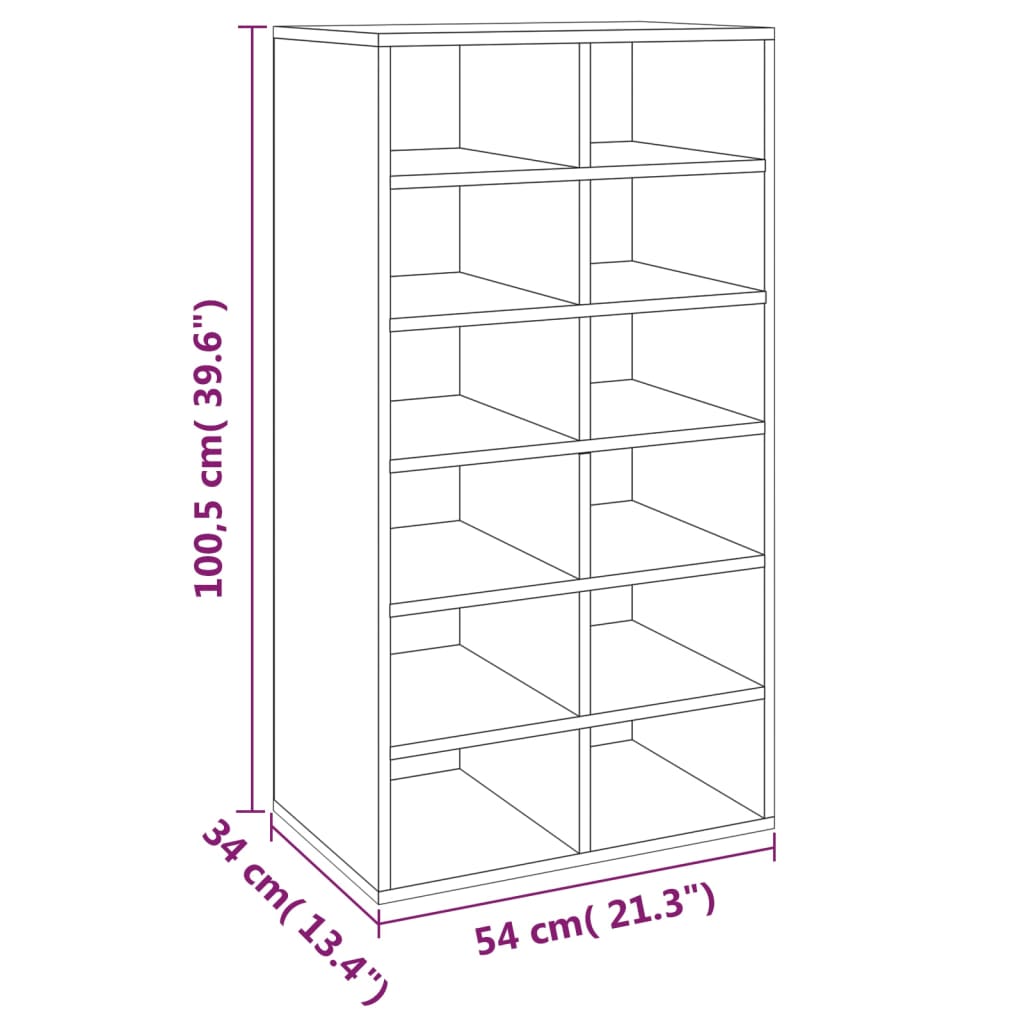 Étagère à chaussures Sonoma gris 54x34x100,5 cm Bois ingénierie - XIOS