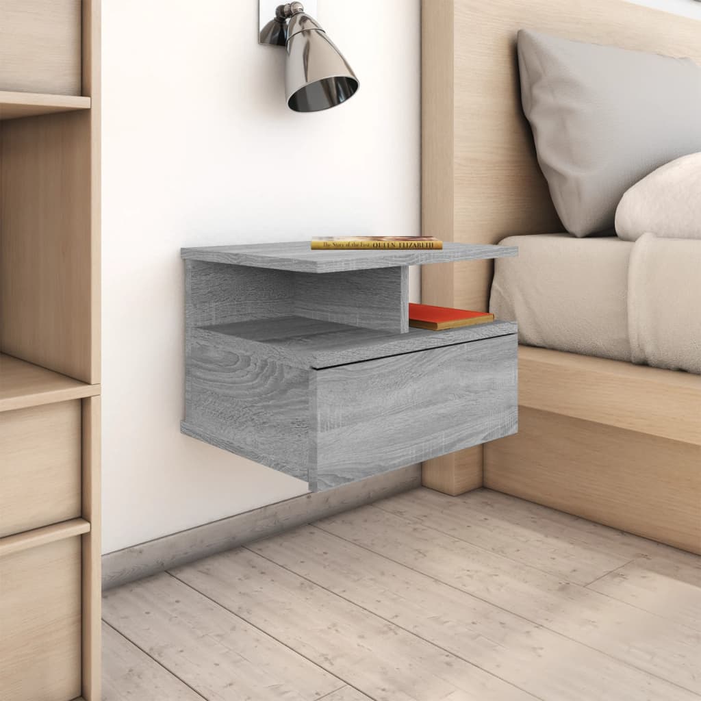 Tables de chevet flottantes 2 pcs Sonoma gris 40x31x27 cm Tables de chevet vidaXL