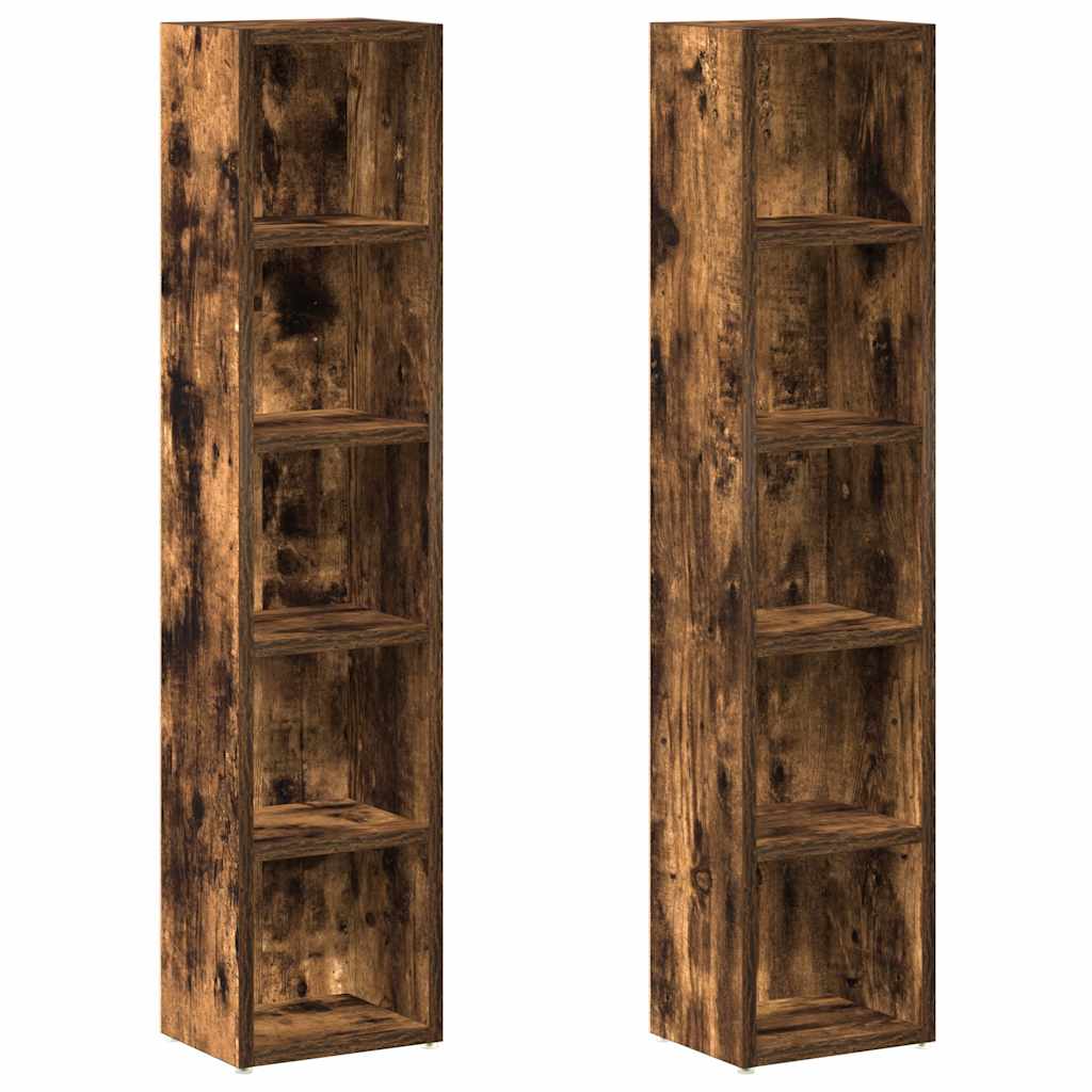 Armoires à CD 2 pcs Chêne fumé 21x16x93,5 cm Bois d'ingénierie Fixations & meubles de rangement multimédia vidaXL
