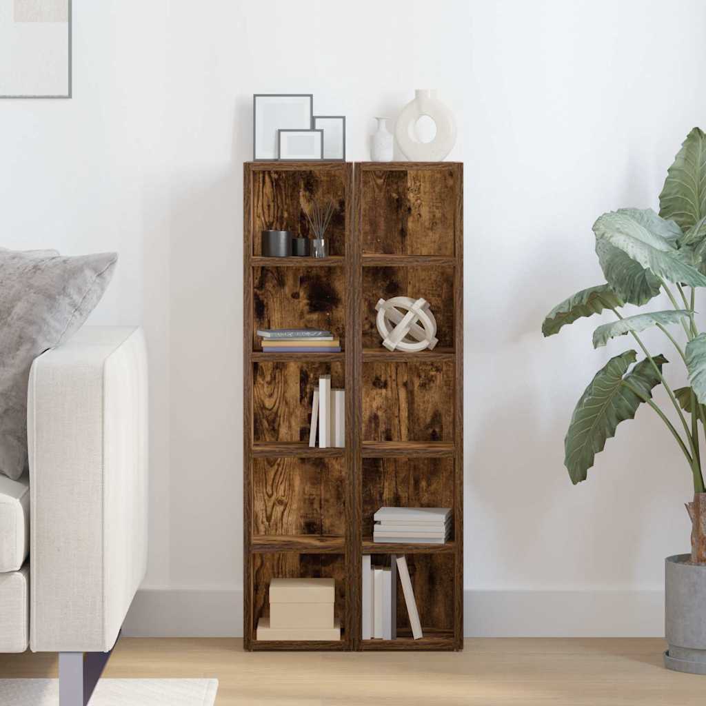 Armoires à CD 2 pcs Chêne fumé 21x16x93,5 cm Bois d'ingénierie Fixations & meubles de rangement multimédia vidaXL