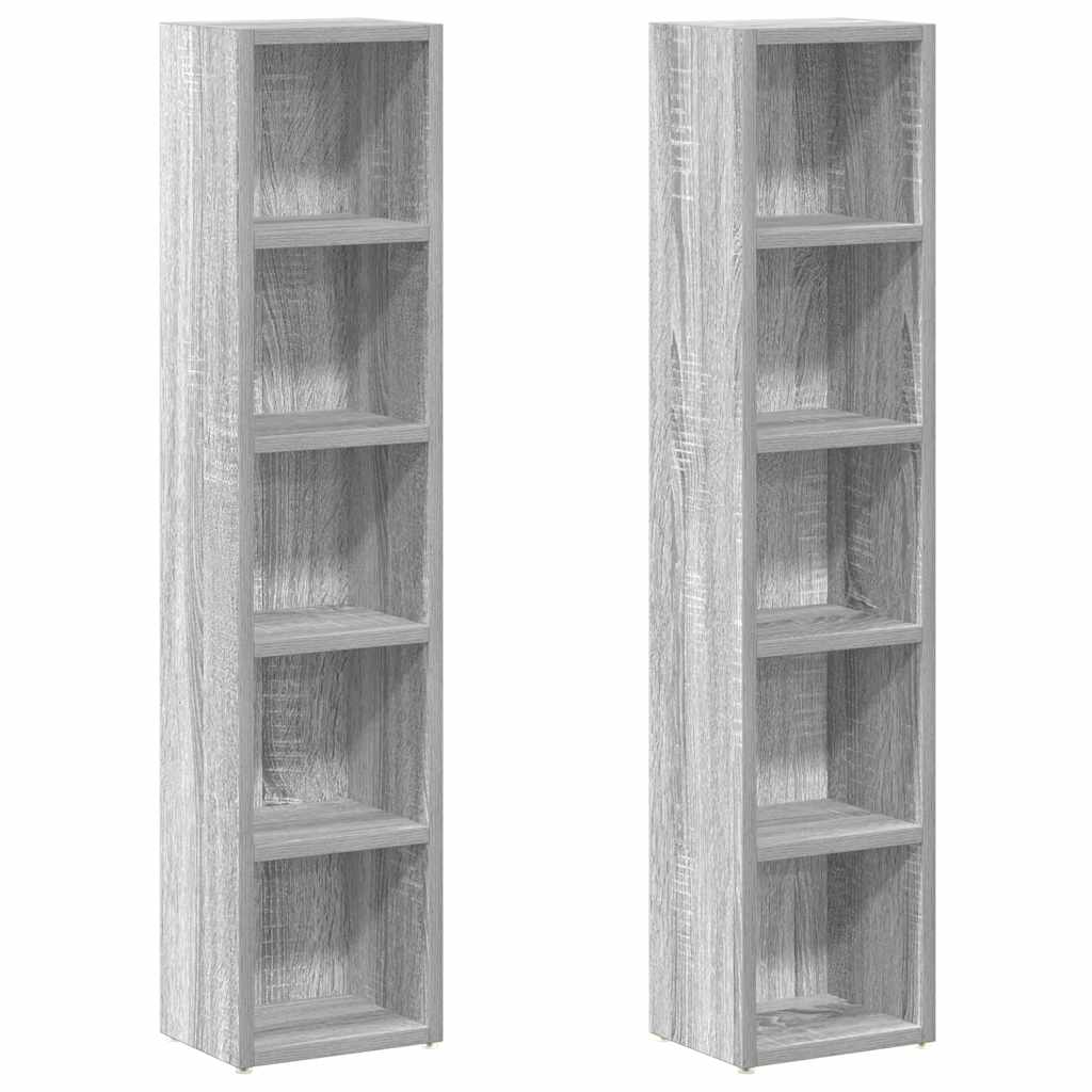 Armoires à CD 2 pcs Sonoma gris 21x16x93,5 cm Bois d'ingénierie Fixations & meubles de rangement multimédia vidaXL