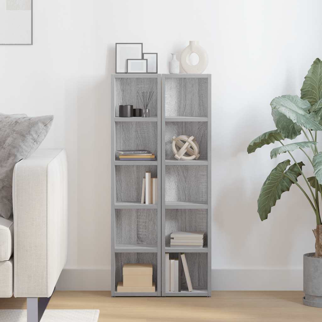 Armoires à CD 2 pcs Sonoma gris 21x16x93,5 cm Bois d'ingénierie Fixations & meubles de rangement multimédia vidaXL
