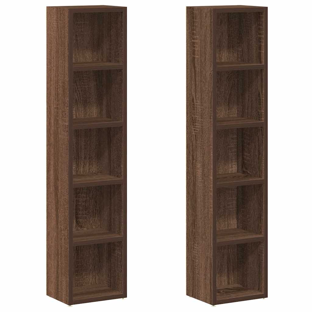 Armoires à CD 2 pcs Chêne marron 21x16x93,5cm Bois d'ingénierie Fixations & meubles de rangement multimédia vidaXL