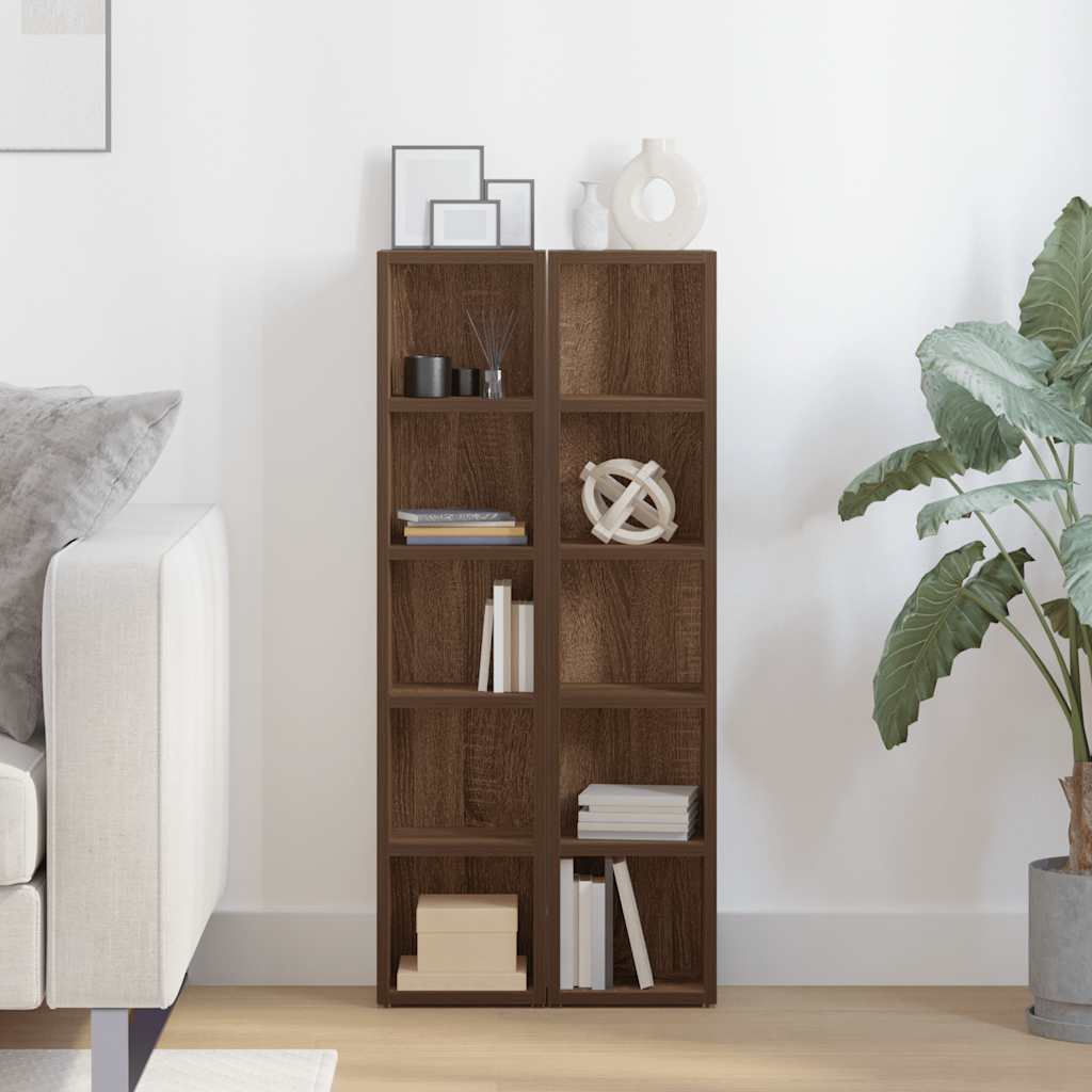 Armoires à CD 2 pcs Chêne marron 21x16x93,5cm Bois d'ingénierie Fixations & meubles de rangement multimédia vidaXL