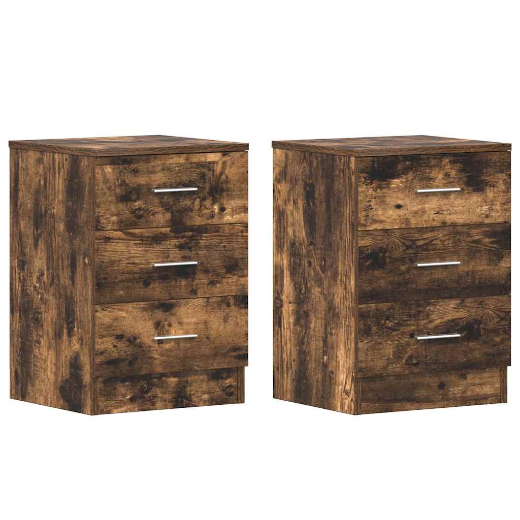 Tables de chevet 2 pcs Chêne fumé 38x35x56 cm Bois d'ingénierie - XIOS