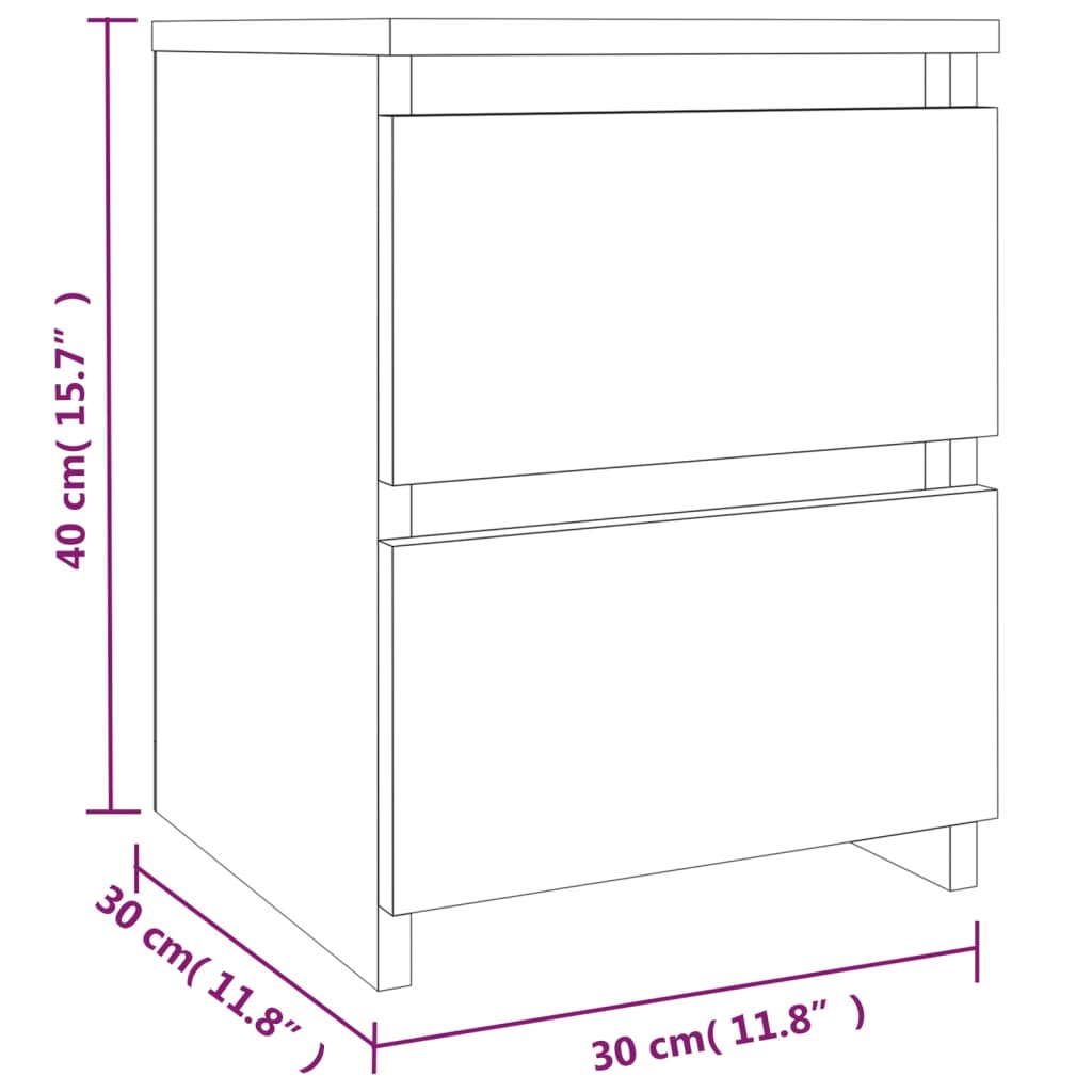 Tables de chevet 2 pcs Gris Sonoma 30x30x40 cm Bois d'ingénierie - XIOS