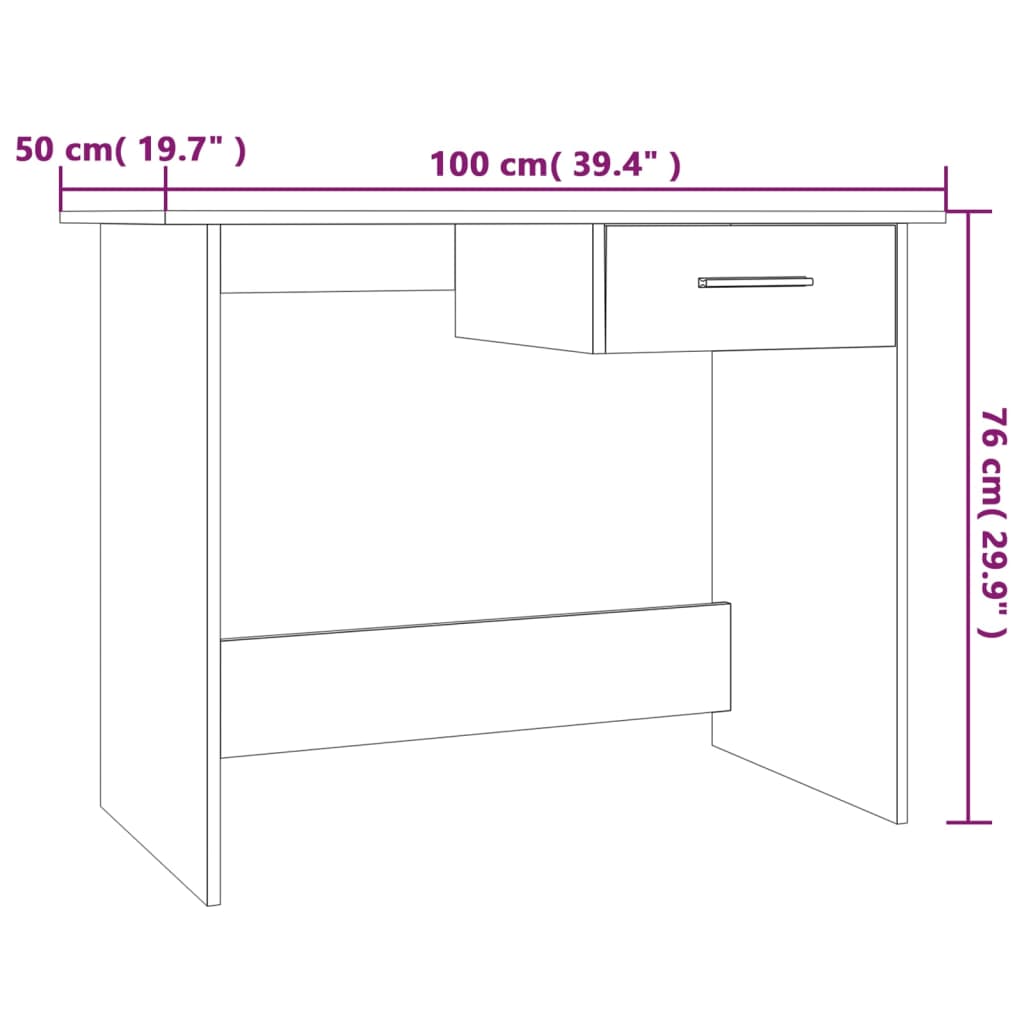 Bureau Sonoma gris 100x50x76 cm Bois d'ingénierie - XIOS