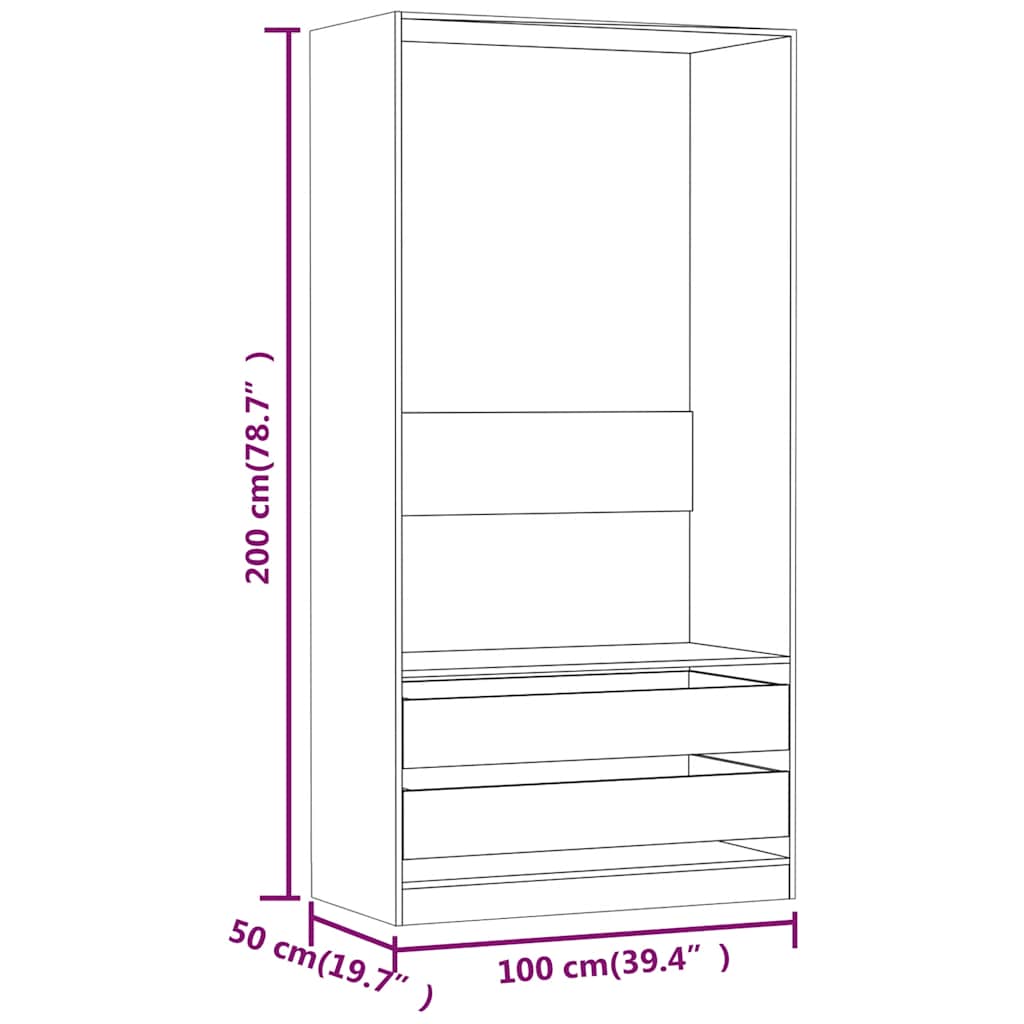 Garde-robe Chêne fumé 100x50x200 cm Bois d'ingénierie - XIOS