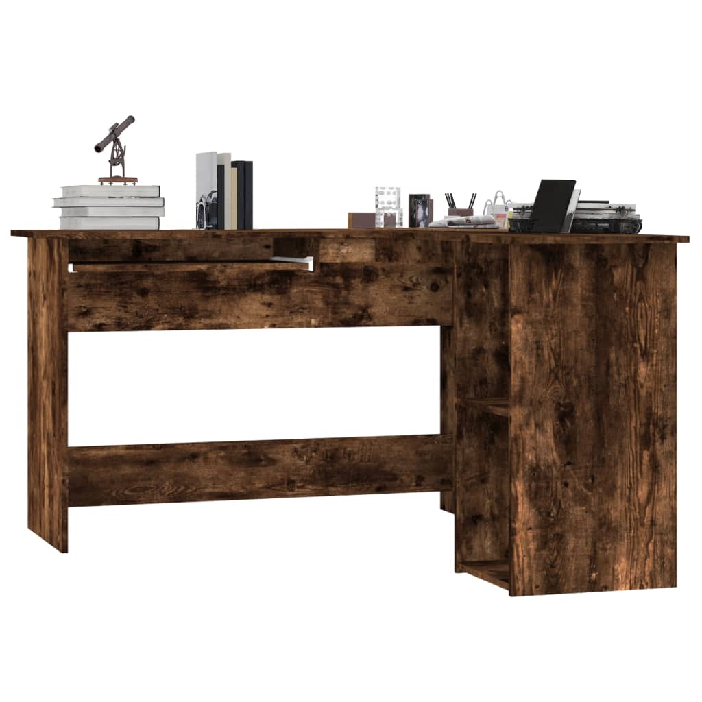 Bureau d'angle chêne fumé 120x140x75 cm bois d'ingénierie - XIOS