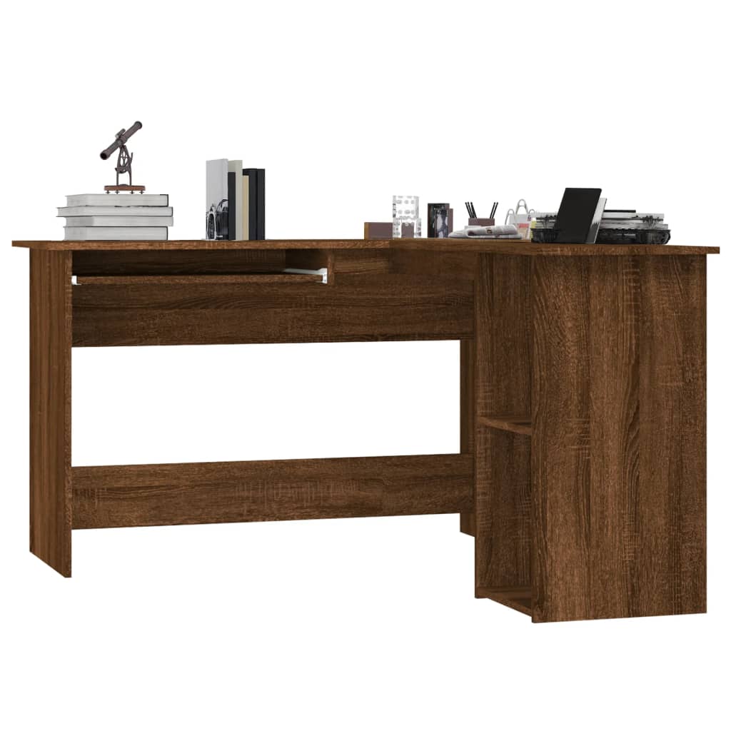 Bureau d'angle chêne marron 120x140x75 cm bois d'ingénierie Bureaux vidaXL