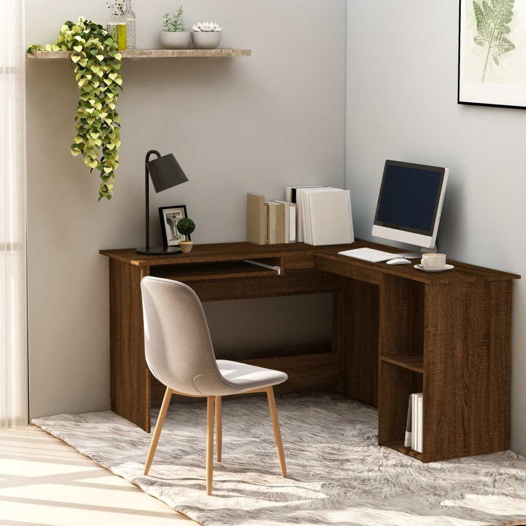 Bureau d'angle chêne marron 120x140x75 cm bois d'ingénierie Bureaux vidaXL