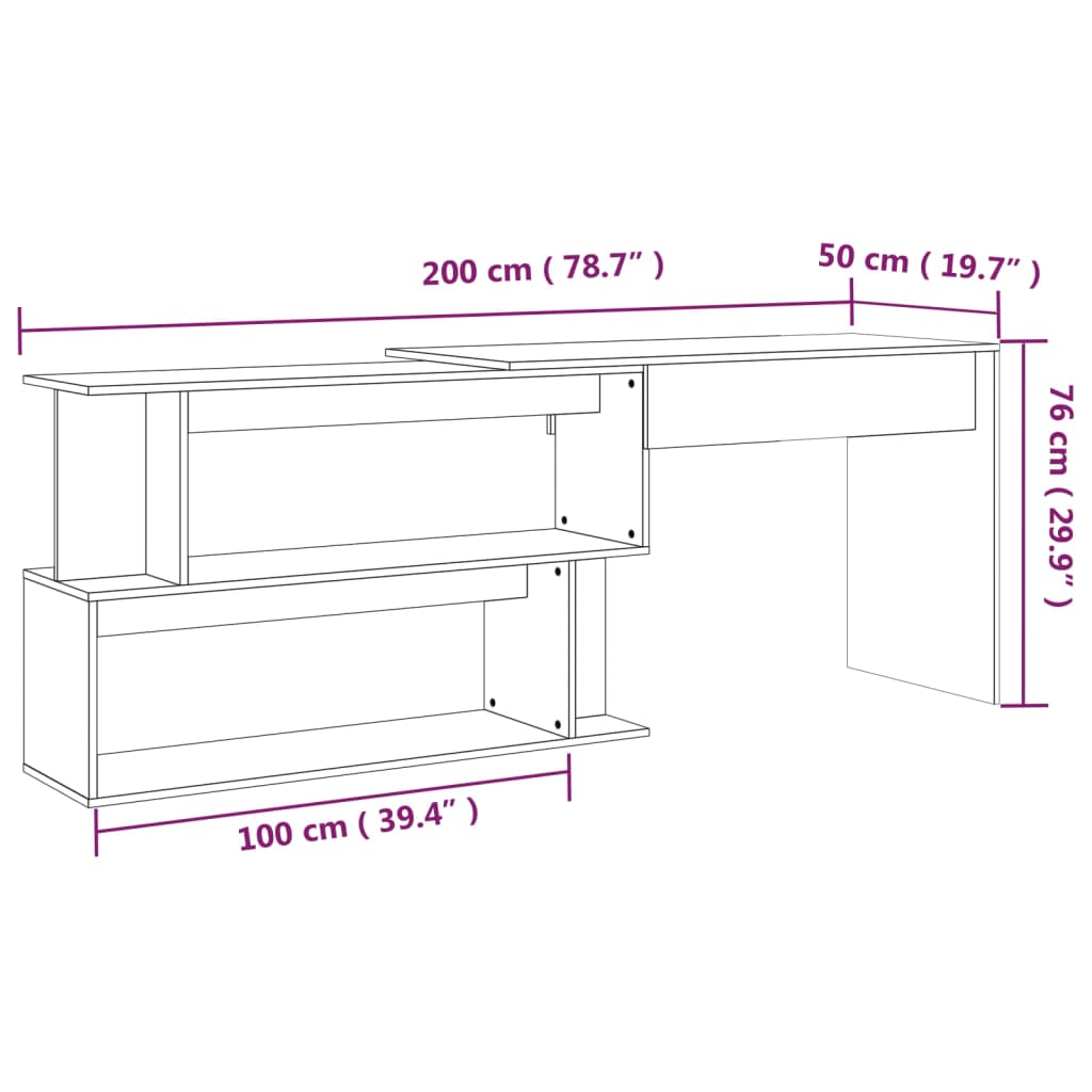 Bureau d'angle Chêne marron 200x50x76 cm Bois d'ingénierie - XIOS