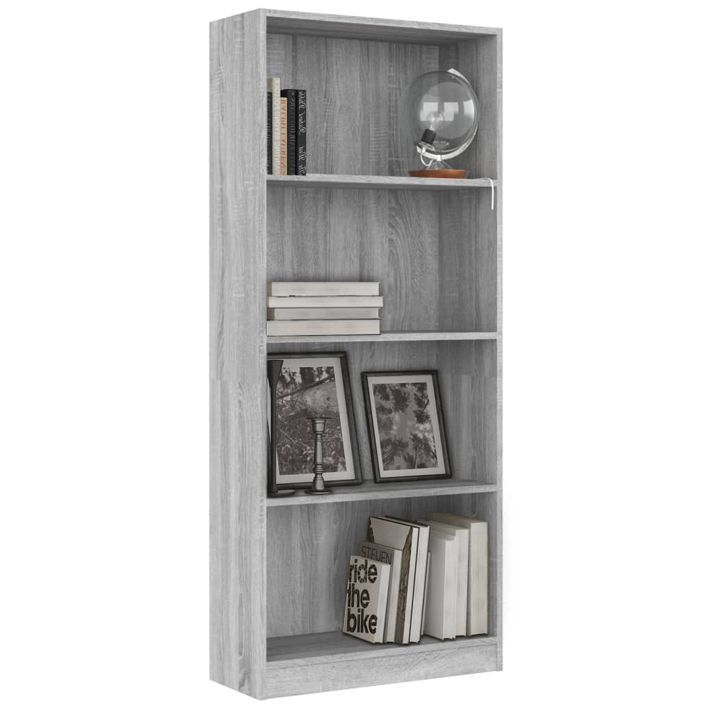 Bibliothèque 4 niveaux Sonoma gris 60x24x142 cm - XIOS