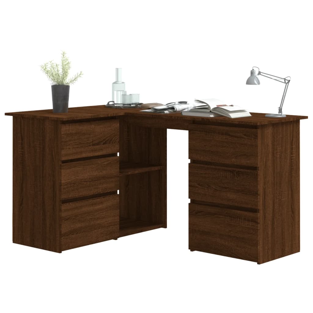 Bureau d'angle Chêne marron 145x100x76 cm Bois d'ingénierie Bureaux vidaXL