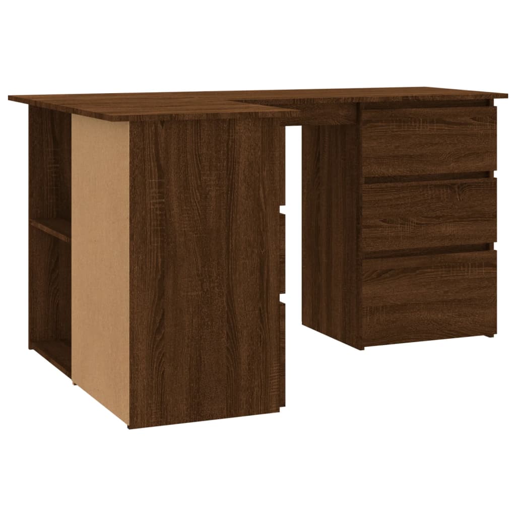 Bureau d'angle Chêne marron 145x100x76 cm Bois d'ingénierie Bureaux vidaXL