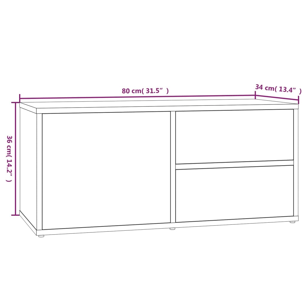 Meuble TV Chêne fumé 80x34x36 cm Bois d'ingénierie - XIOS