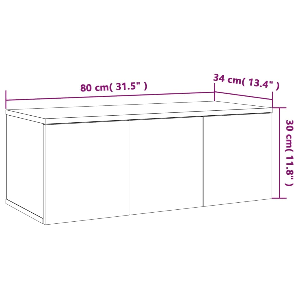 Meuble TV Sonoma gris 80x34x30 cm Bois d'ingénierie - XIOS