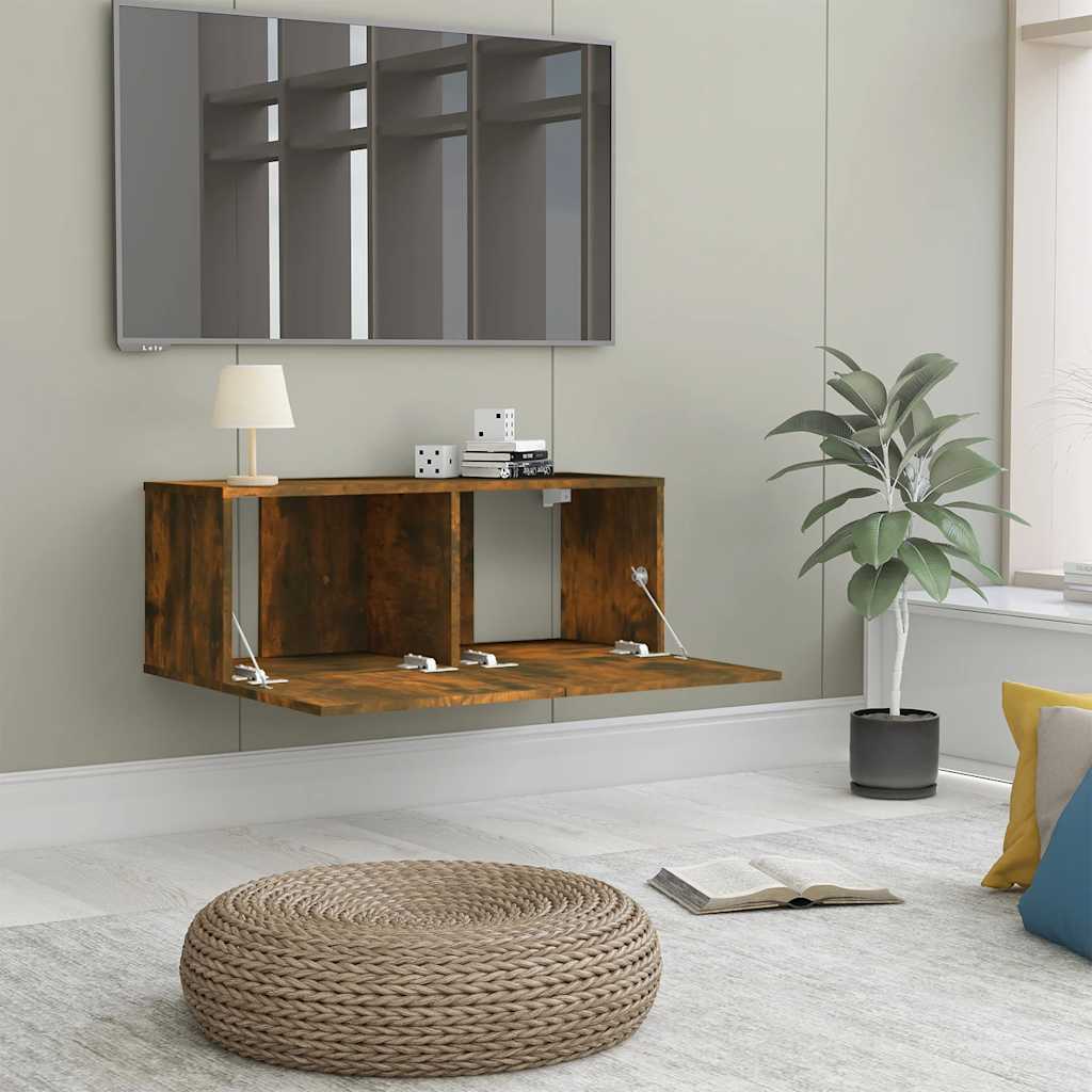Meuble TV chêne fumé 80x30x30 cm bois d'ingénierie - XIOS