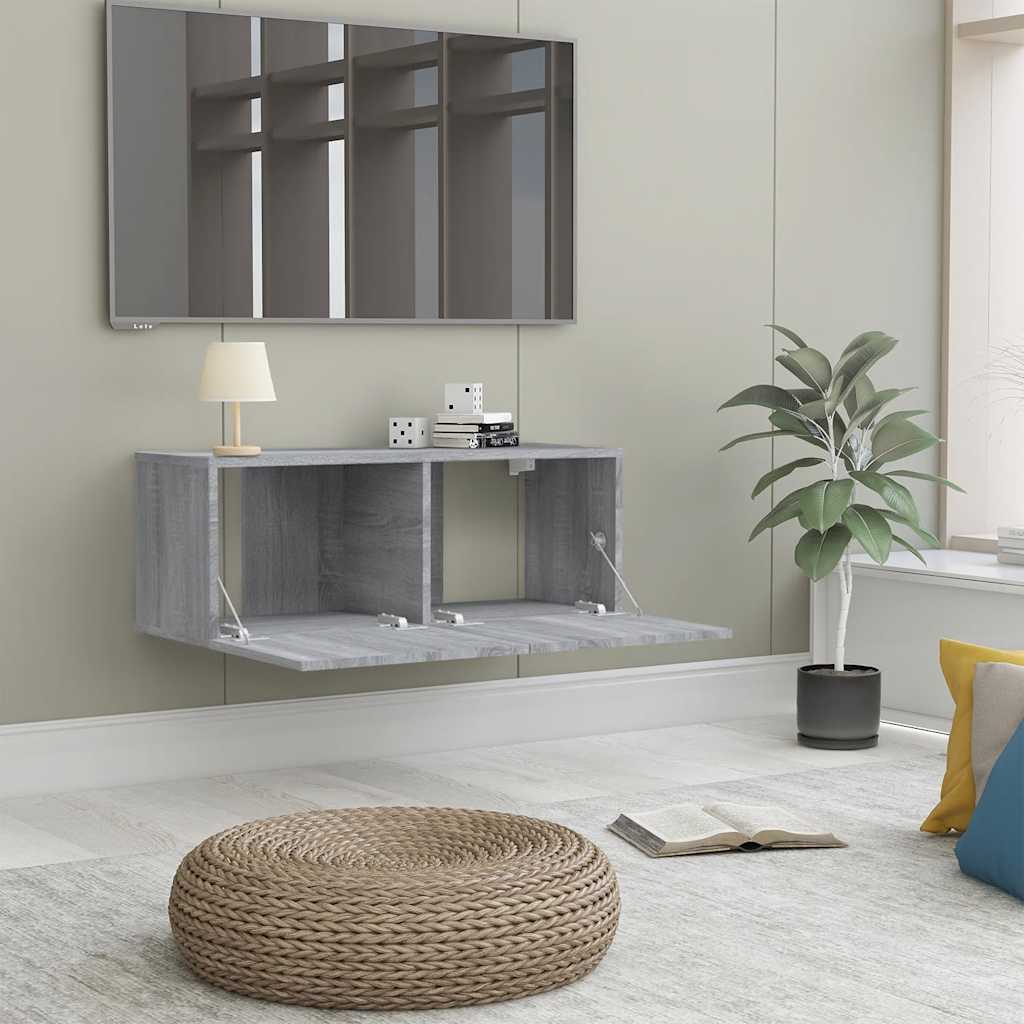 Meuble TV sonoma gris 80x30x30 cm bois d'ingénierie - XIOS