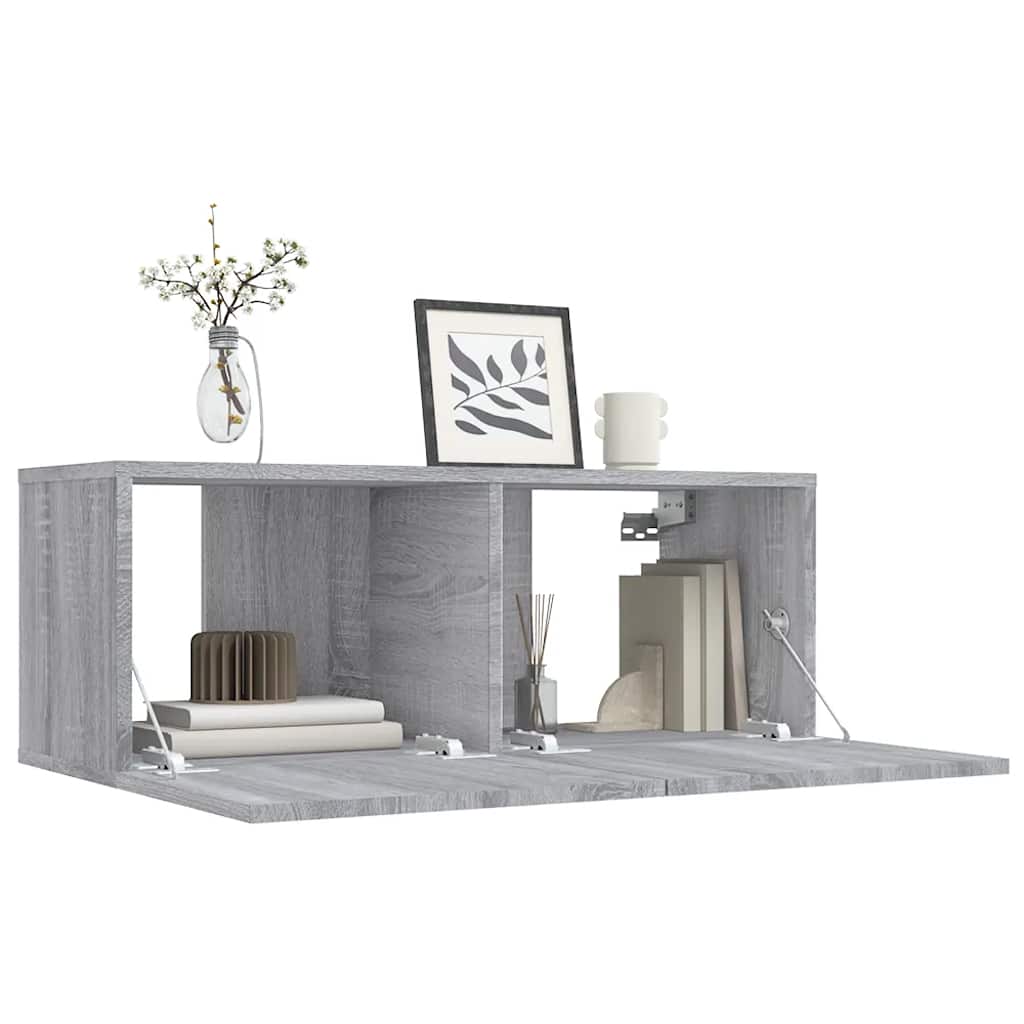 Meuble TV sonoma gris 80x30x30 cm bois d'ingénierie - XIOS