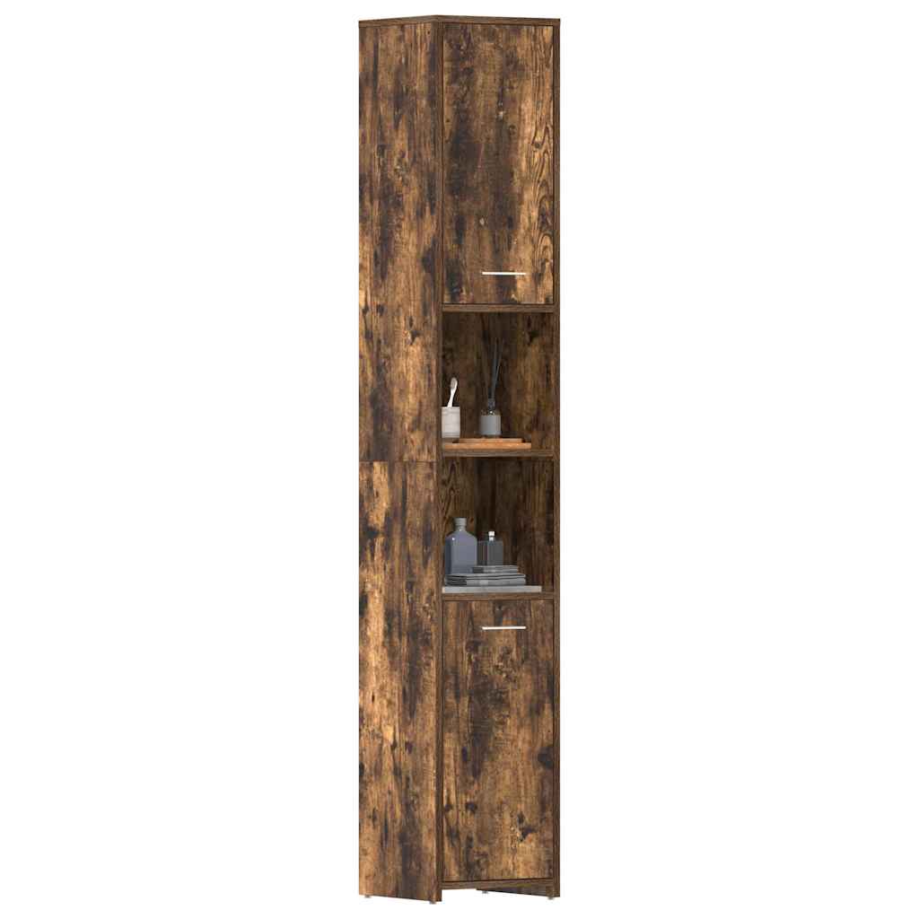 Armoire de bain Chêne fumé 30x30x183,5 cm Bois d'ingénierie Ensembles de mobilier pour salles de bains vidaXL