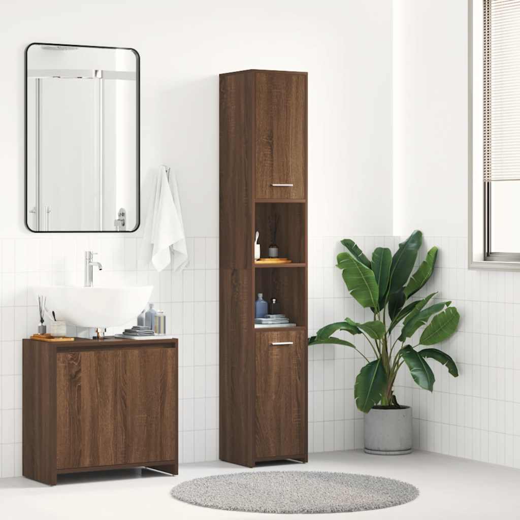 Armoire de bain Chêne marron 30x30x183,5 cm Bois d'ingénierie Ensembles de mobilier pour salles de bains vidaXL