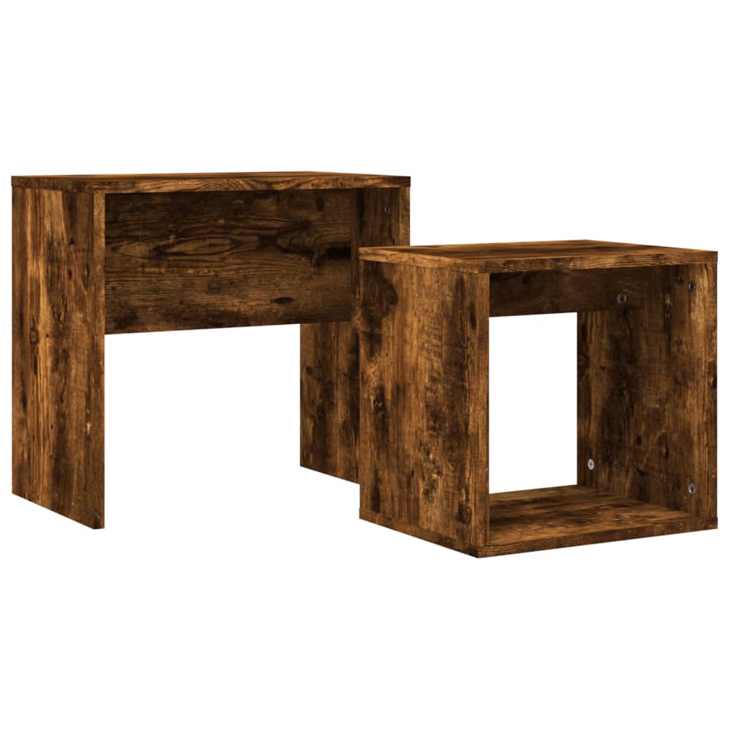 Tables basses gigognes 2 pcs chêne fumé bois d'ingénierie Tables basses vidaXL