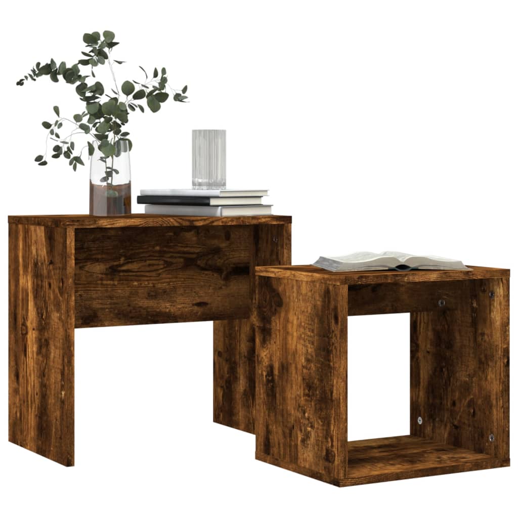 Tables basses gigognes 2 pcs chêne fumé bois d'ingénierie Tables basses vidaXL