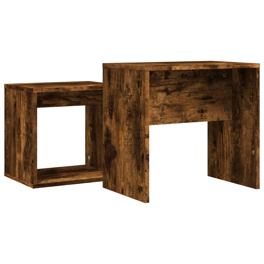 Tables basses gigognes 2 pcs chêne fumé bois d'ingénierie Tables basses vidaXL