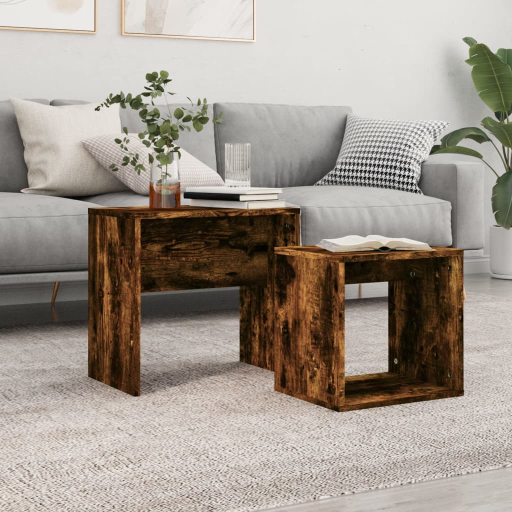 Tables basses gigognes 2 pcs chêne fumé bois d'ingénierie Tables basses vidaXL