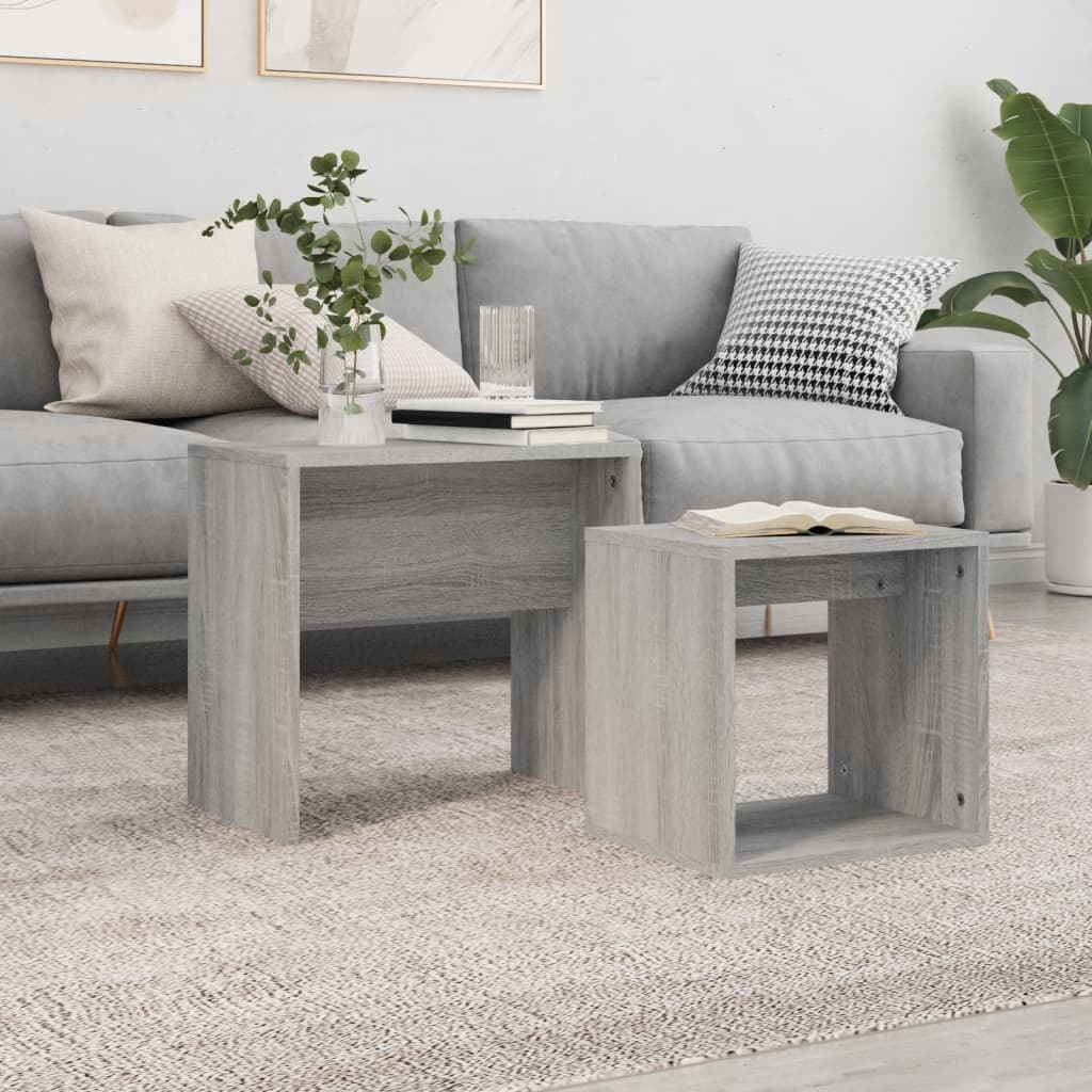Tables basses gigognes 2 pcs sonoma gris bois d'ingénierie Tables basses vidaXL