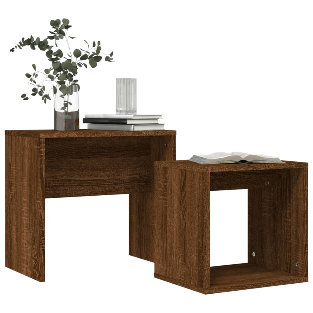 Tables basses gigognes 2 pcs chêne marron bois d'ingénierie - XIOS