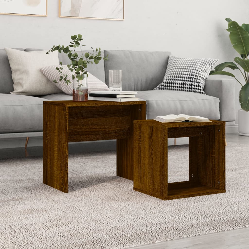 Tables basses gigognes 2 pcs chêne marron bois d'ingénierie - XIOS