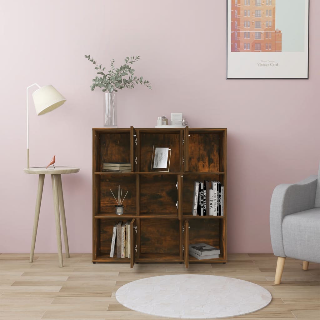 Bibliothèque Chêne fumé 90x30x90 cm Bois d'ingénierie - XIOS