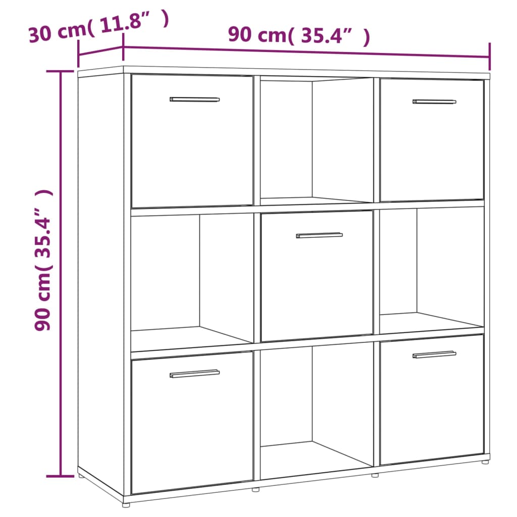 Bibliothèque Sonoma gris 90x30x90 cm Bois d'ingénierie - XIOS