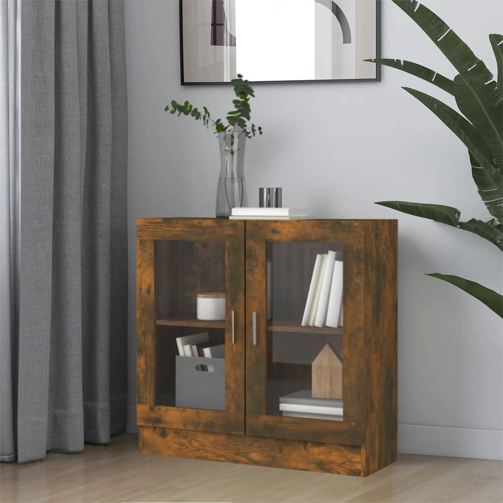 Armoire à vitrine Chêne fumé 82,5x30,5x80 cm Bois d'ingénierie - XIOS