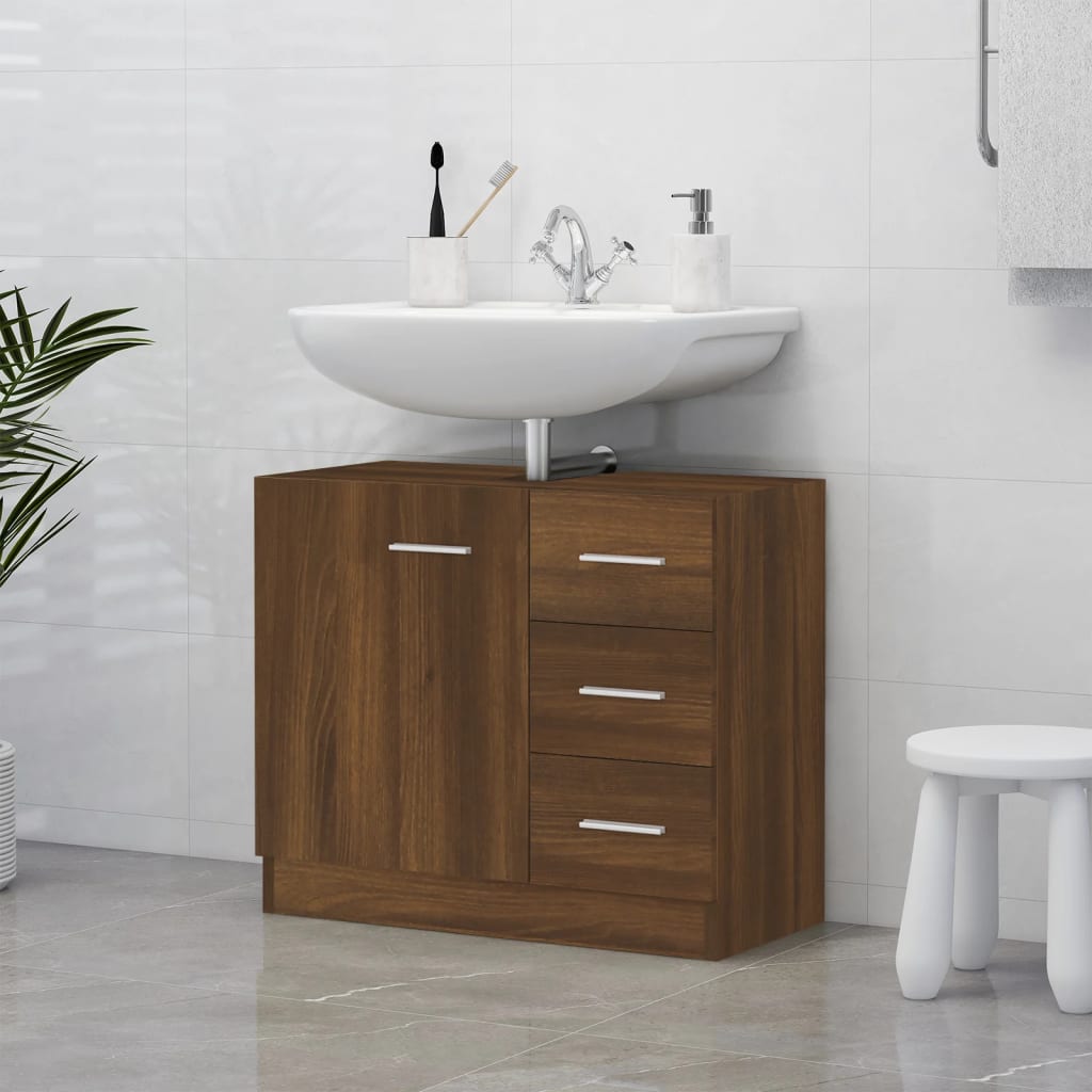 Armoire de lavabo Chêne marron 63x30x54 cm Bois d'ingénierie Ensembles de mobilier pour salles de bains vidaXL
