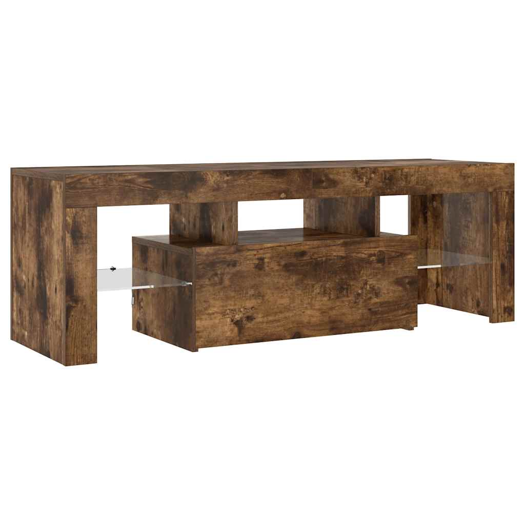 Meuble TV avec lumières LED chêne fumé 120x35x40 cm - XIOS
