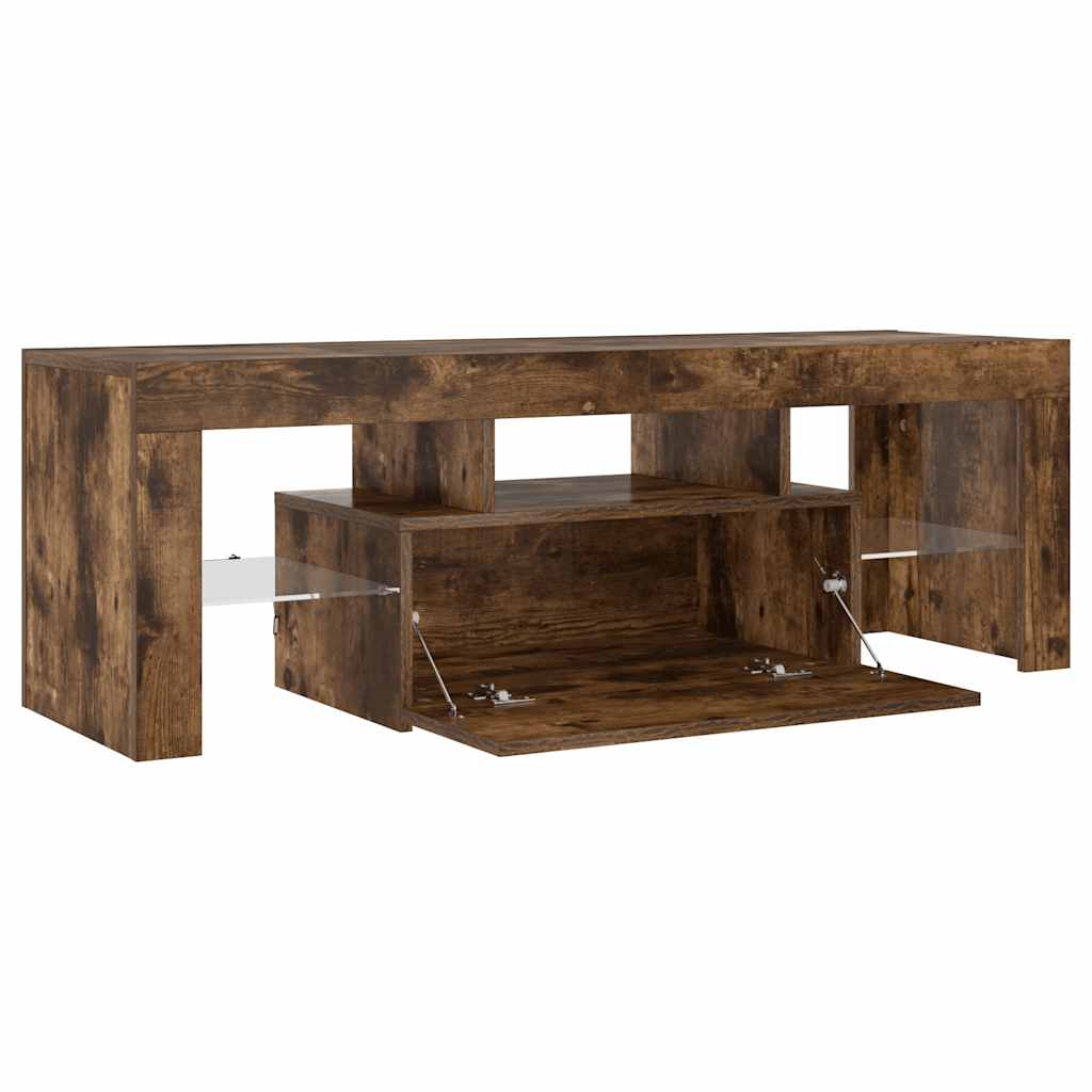Meuble TV avec lumières LED chêne fumé 120x35x40 cm - XIOS